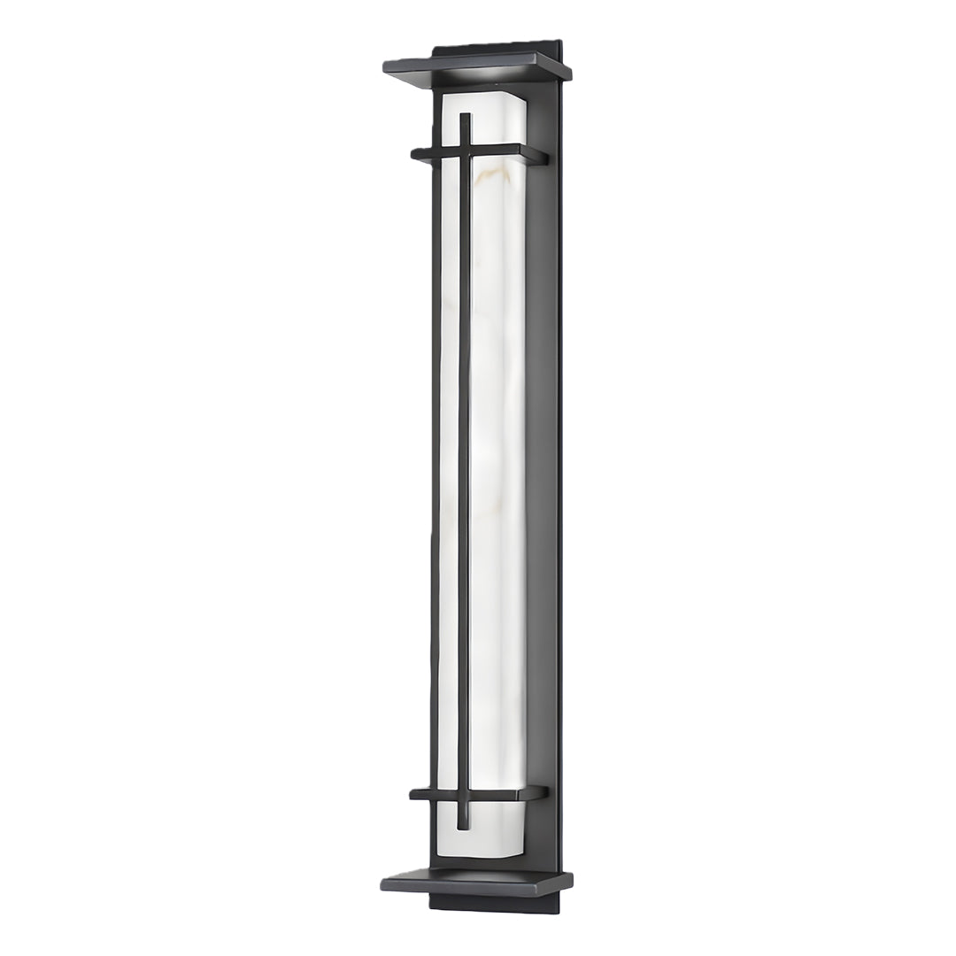 Tall, unlit model of the vertical black outside wall lights, isolated on a white background.