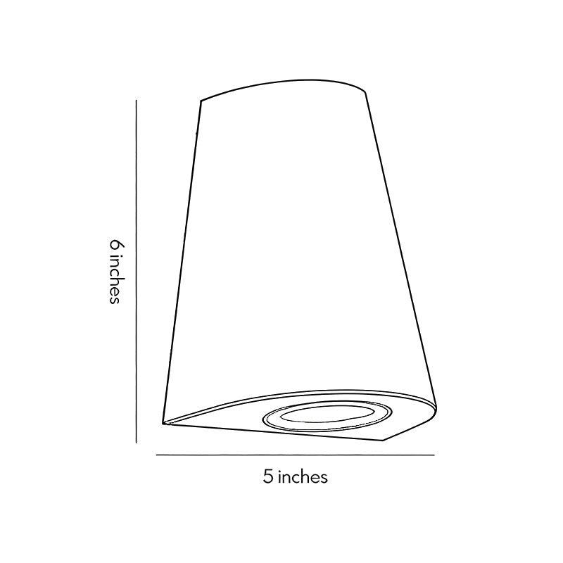 Line drawing of tapered wall light dimensions, providing installation specifications.