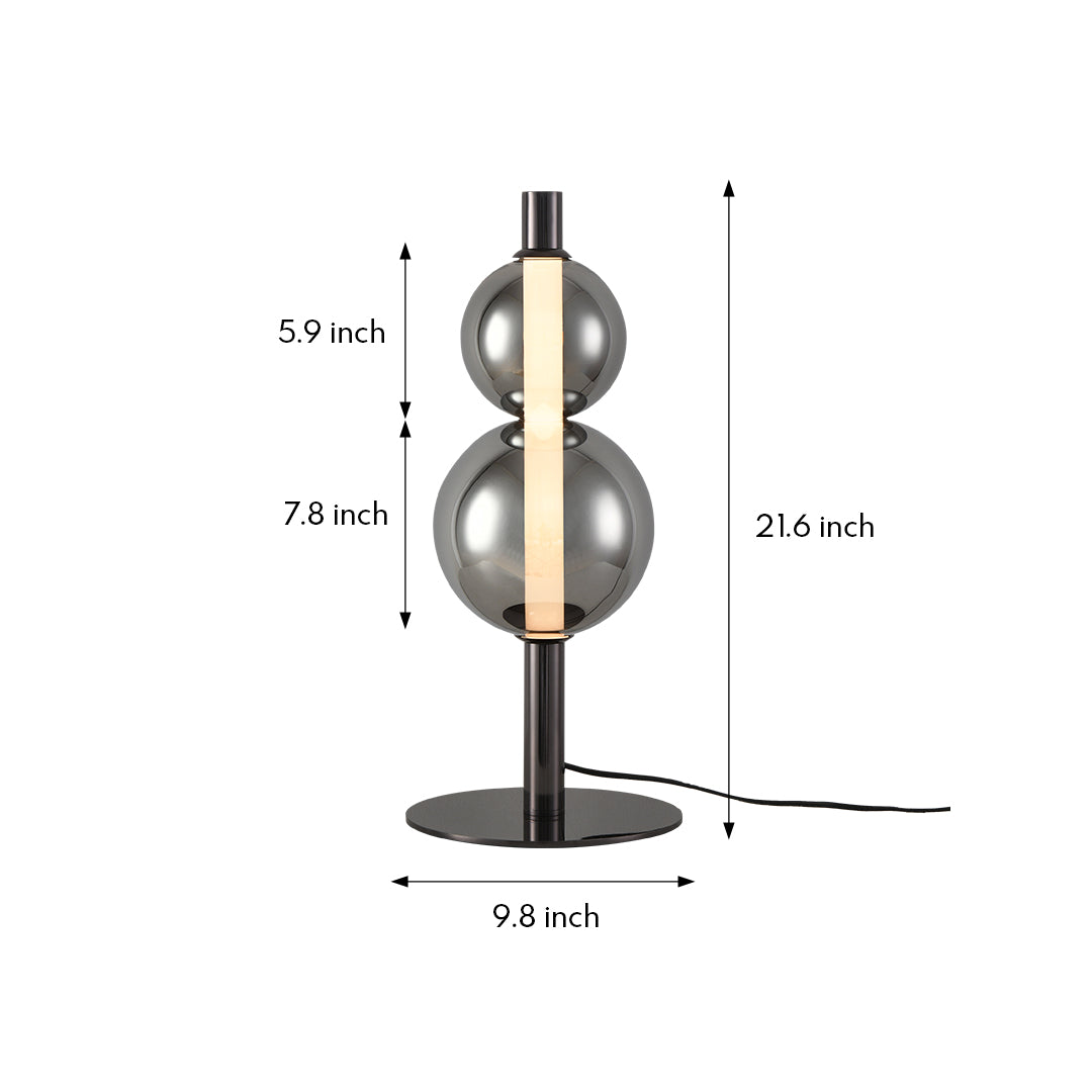 Technical blueprint for art table lamp with precise measurements and assembly specifications