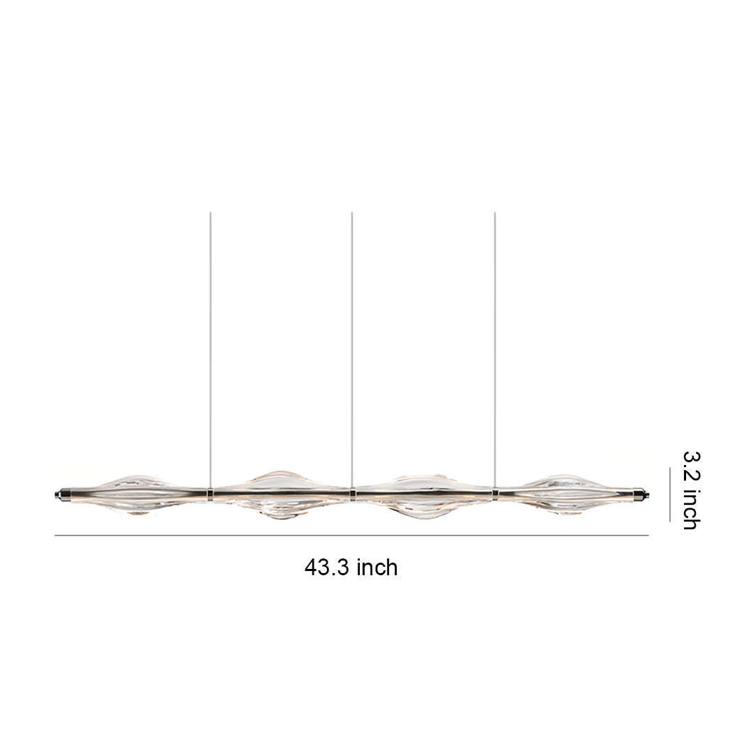 Technical diagram of crystal pendant lights for kitchen island, showing dimensions and sleek design features.