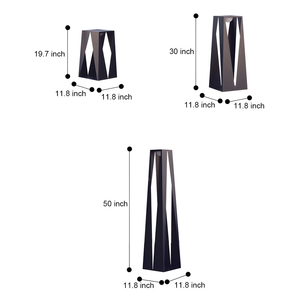 Technical specifications drawing showing dimensions and beam angles for professional landscape lighting flood lights fixtures