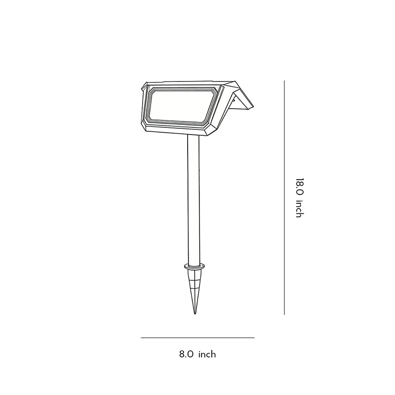 Technical line drawing of solar path lights outdoor, showing dimensions and design specifications.