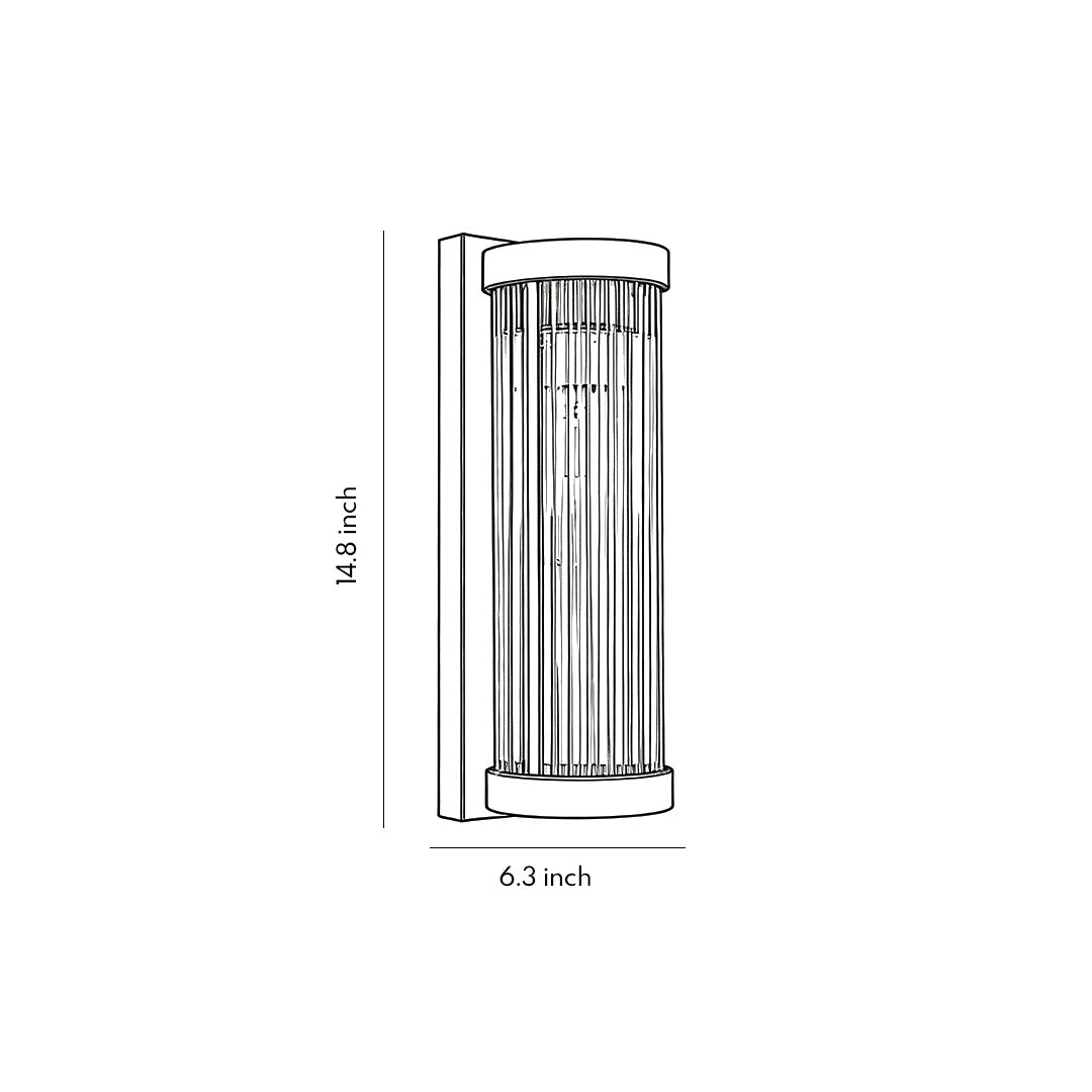 Technical line drawing displaying the height and width specifications for 12-inch outdoor wall mount lights.