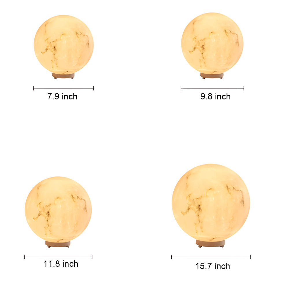 Technical specifications showing various sizes of round outdoor pillar lights with dimensional details for landscape lighting installation