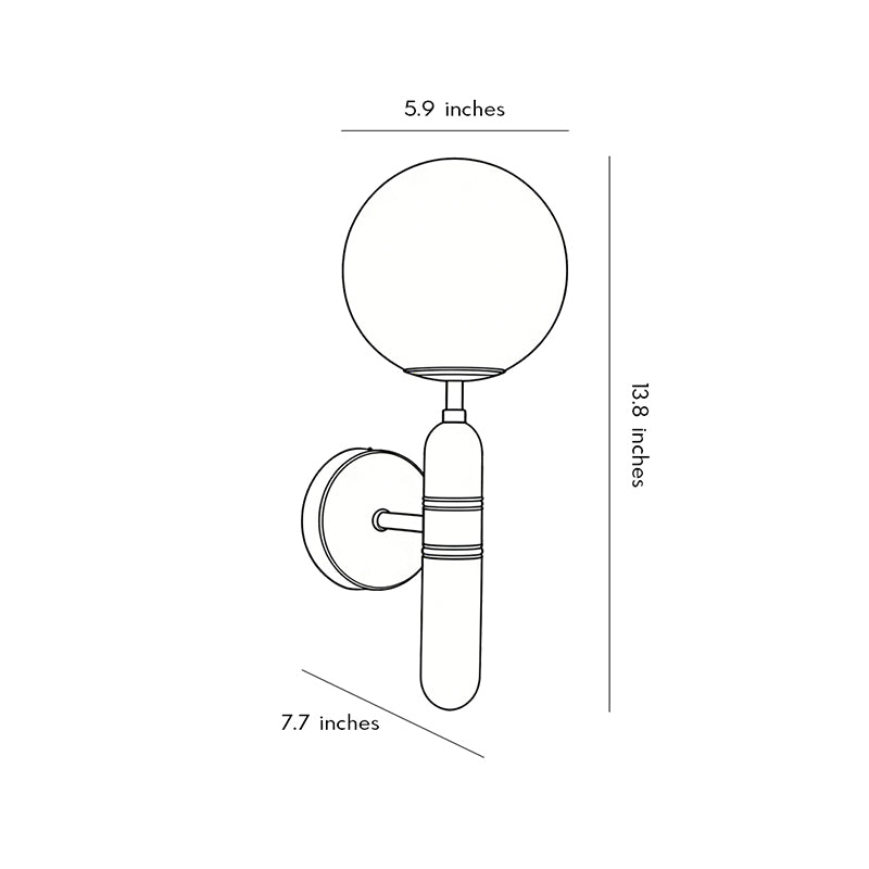Technical size chart for a gold wall sconce lighting fixture showing total height in inches.