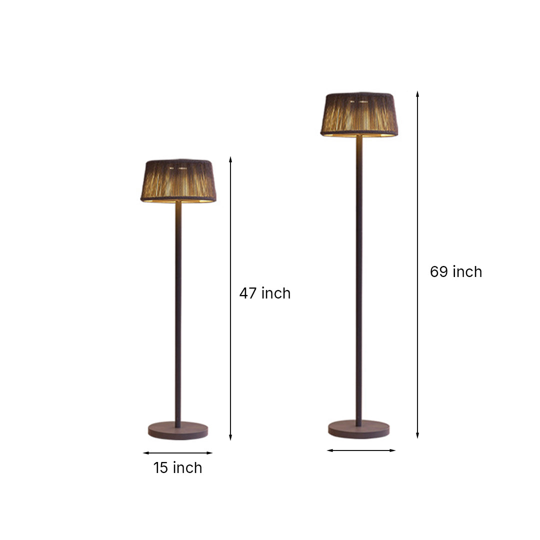 Silver Metal Table Lamp technical specifications showing height measurements and dimensions for mid-century modern floor lamp