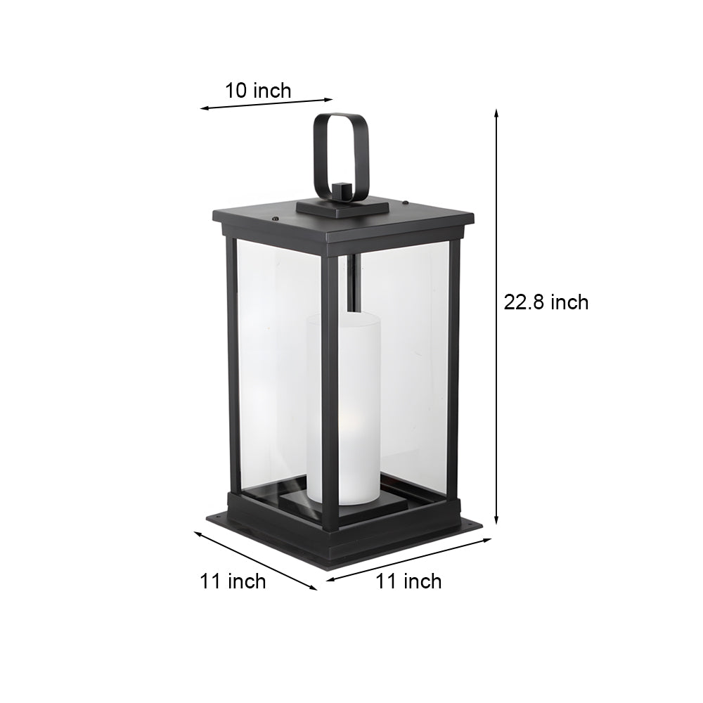 Silver Metal Table Lamp technical specifications diagram showing detailed dimensions and measurements for outdoor lantern