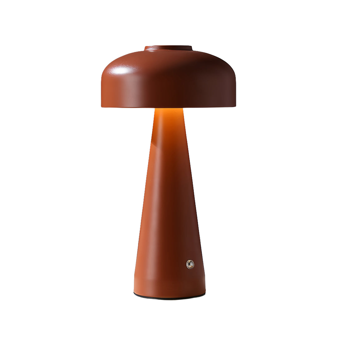 Designer small black pendant light in warm terracotta finish with sophisticated mushroom styling