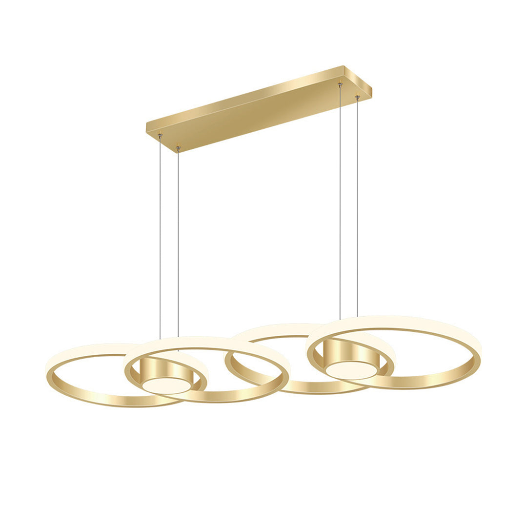 Contemporary gold chandelier lamp with three rings, elegant ceiling light for dining rooms