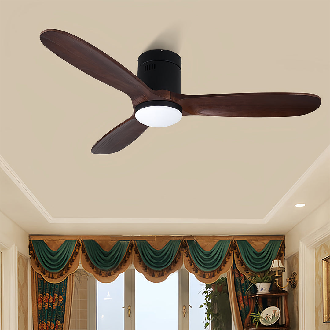 3 blade ceiling fan with light creating comfortable atmosphere in traditional home setting