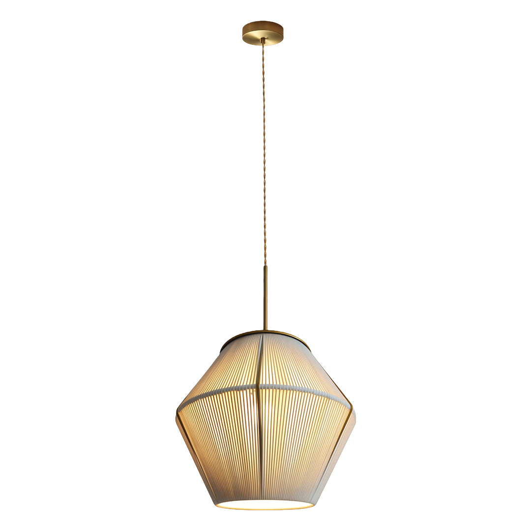 Pendant light with a traditional Japanese design, offering warm, ambient light and a natural aesthetic.
