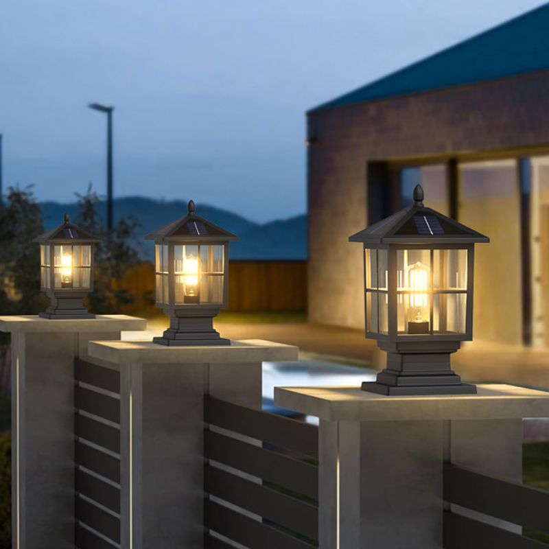 Traditional Square Waterproof LED Black Classic Post Caps Lights