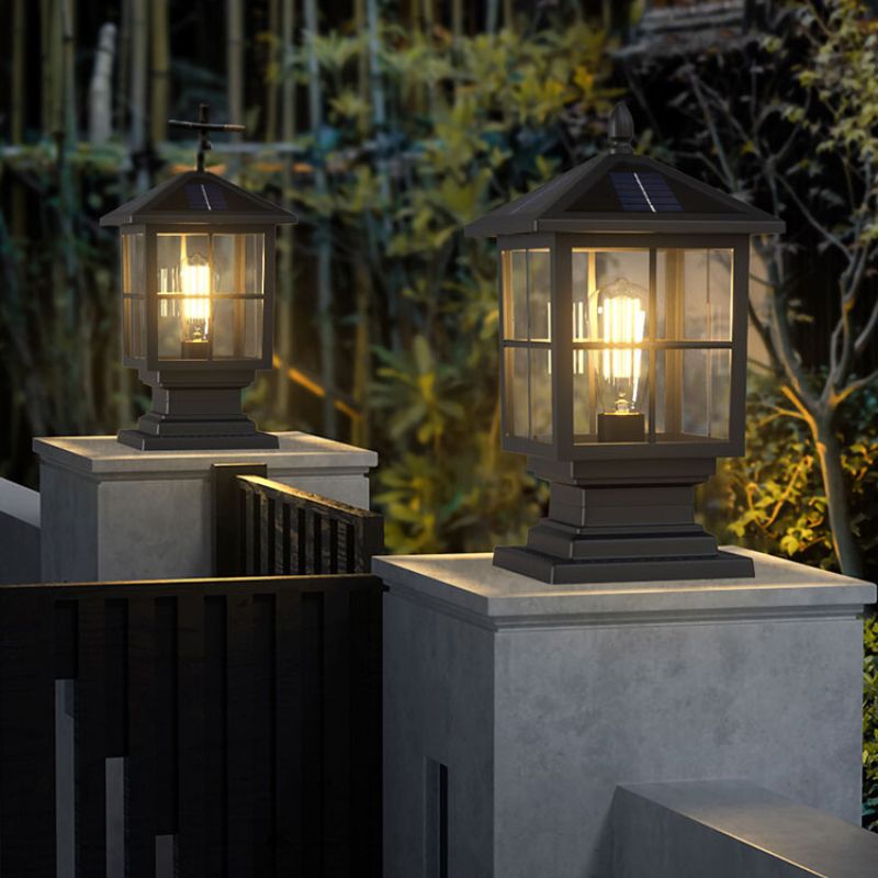 Traditional Square Waterproof LED Black Classic Post Caps Lights