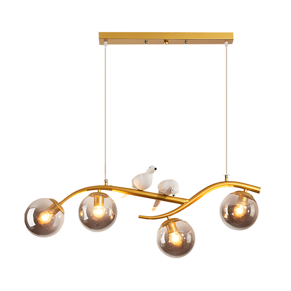 Tree branch pendant light front view product display.