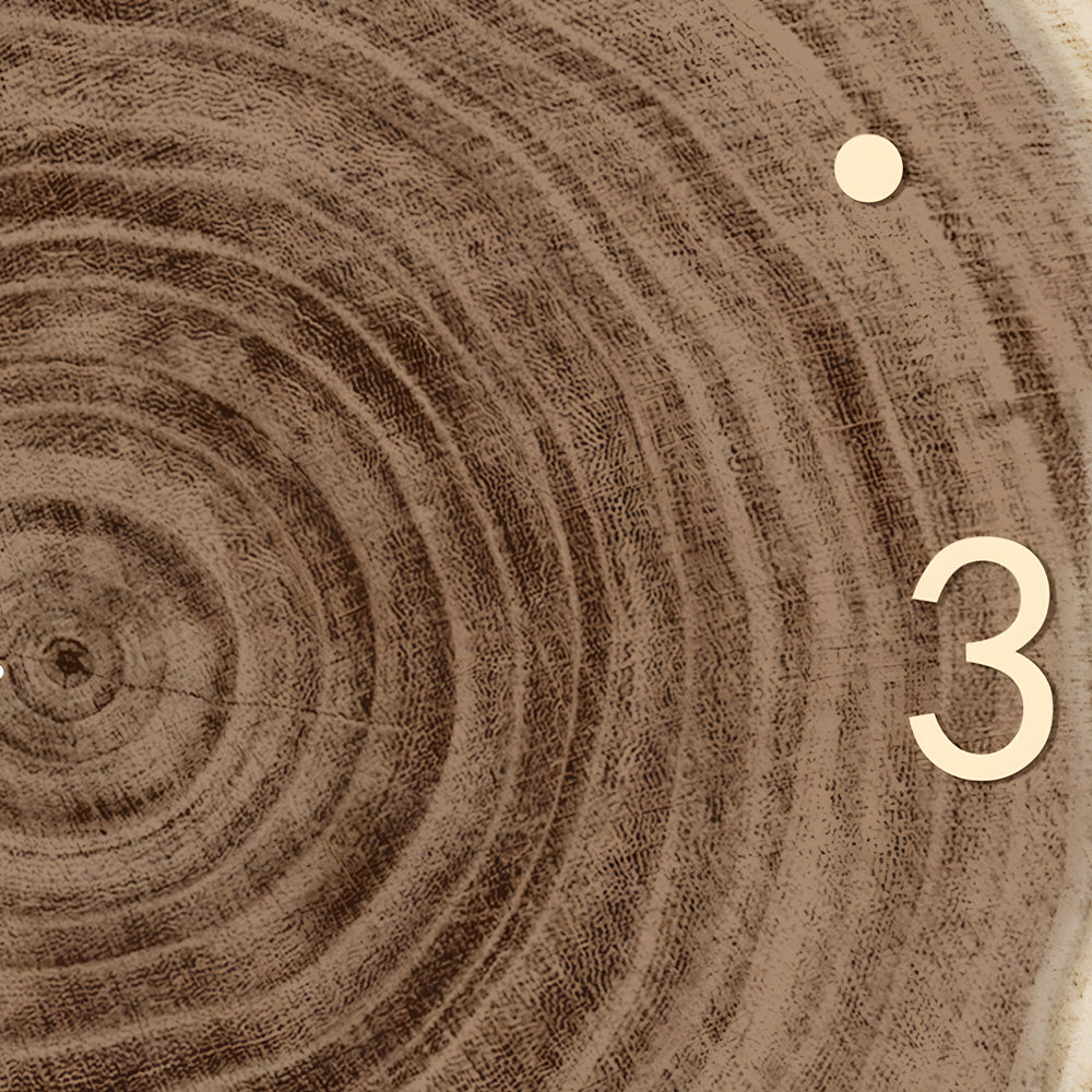 Tree stump wall clock with natural wood texture and LED backlight, creating a serene and inviting atmosphere in the room.