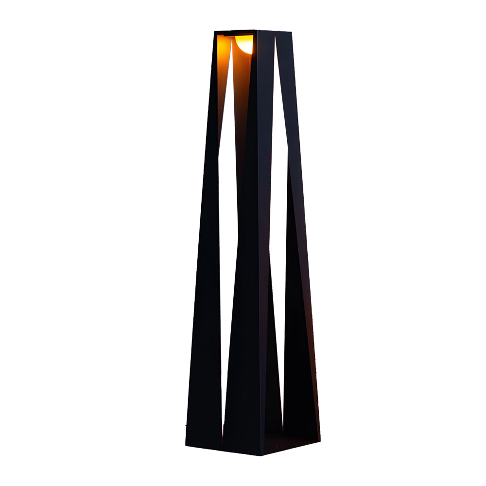 Contemporary black landscape lighting flood lights with sleek triangular design for architectural and garden accent illumination