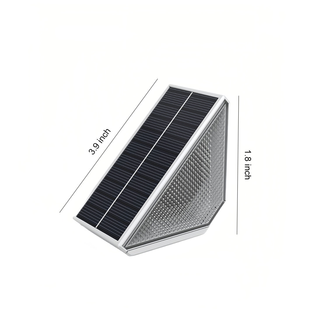 Modern outdoor solar step lights with triangular design and integrated solar panel for eco-friendly illumination