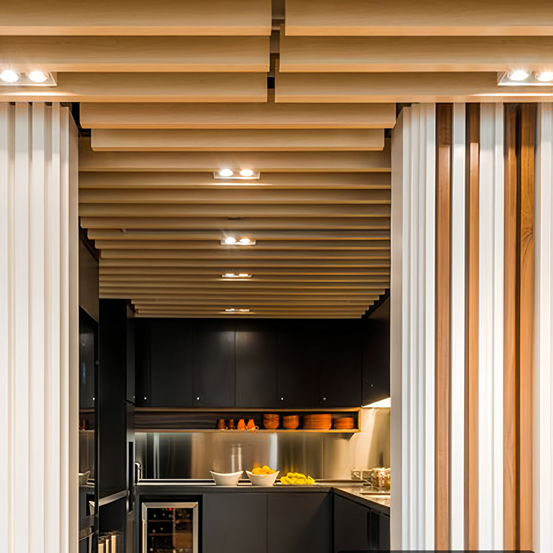 Triple square recessed downlight with black interior and white trim, top-down perspective