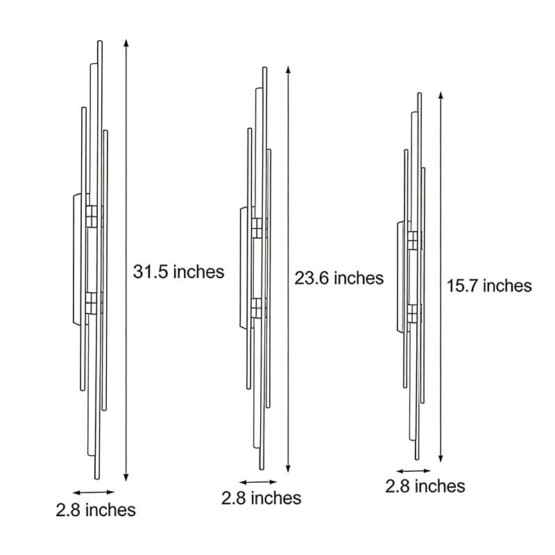 Tube wall sconce dimension drawing with height and width measurements.