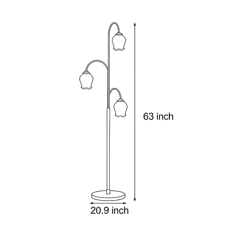 Line drawing of tulip floor light dimensions, providing installation specifications.