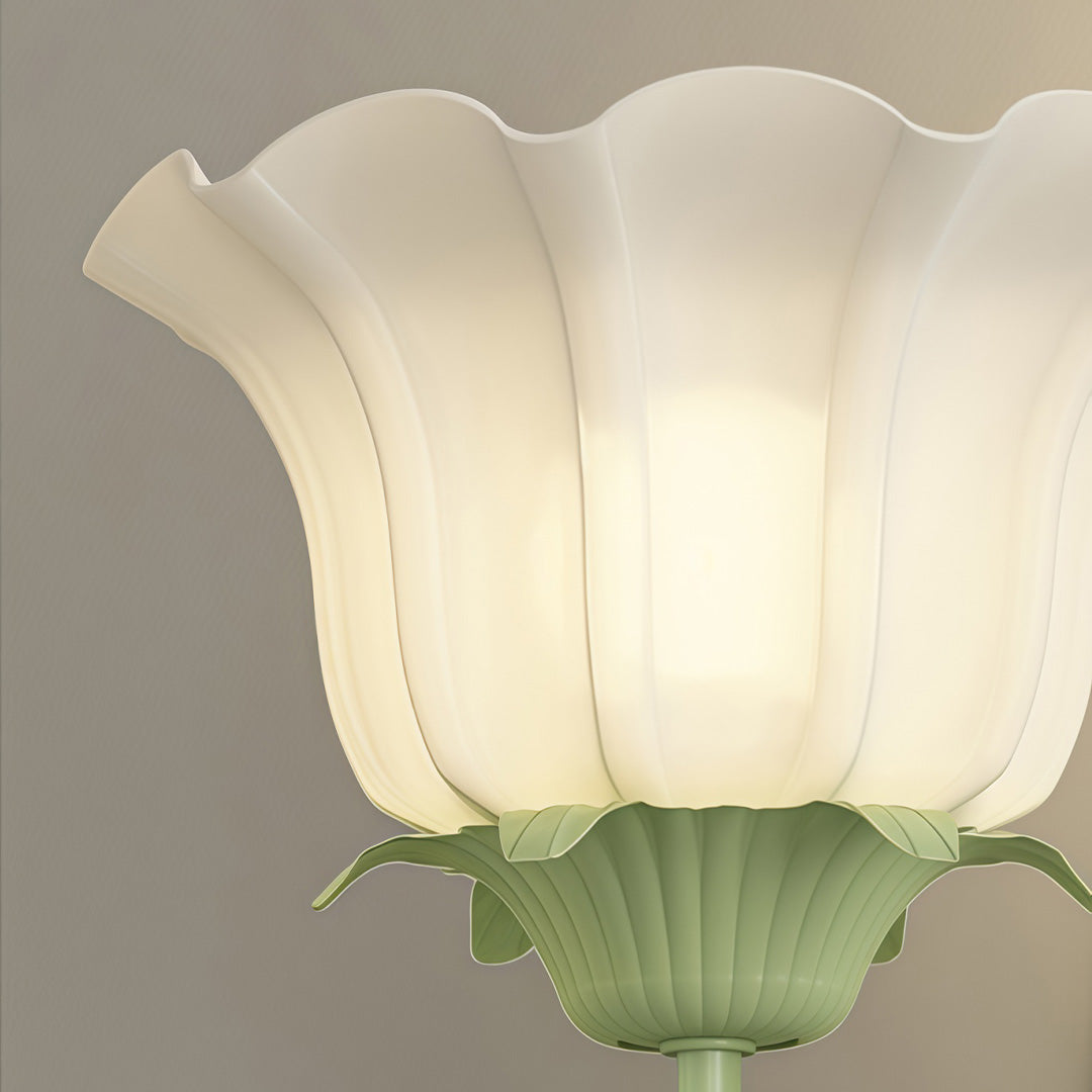 Tulip floor light with a white shade, displayed against a white background.