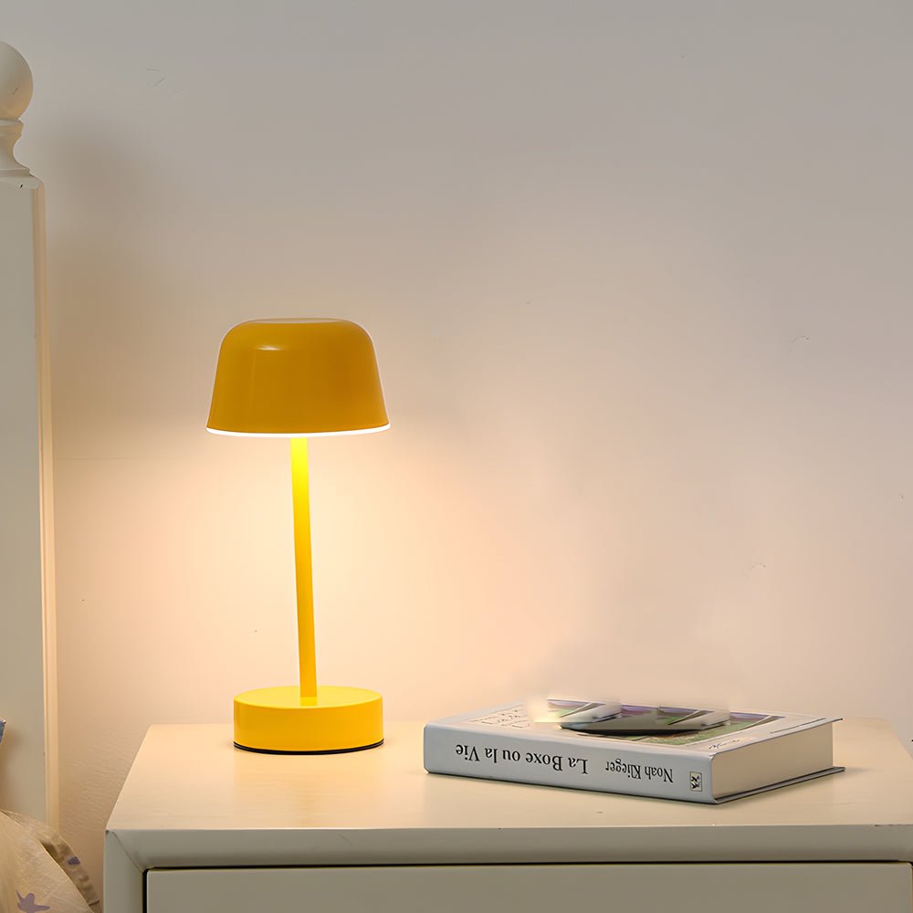 Tunable Metal Finish Table Lamp in Hat - style