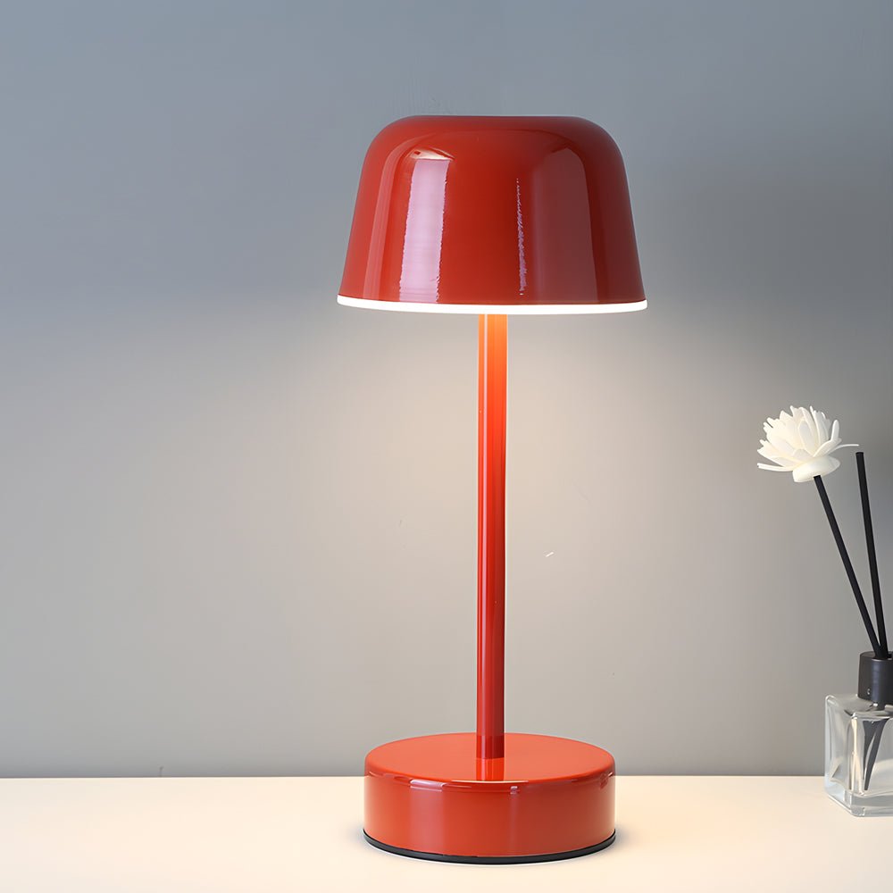 Tunable Metal Finish Table Lamp in Hat - style