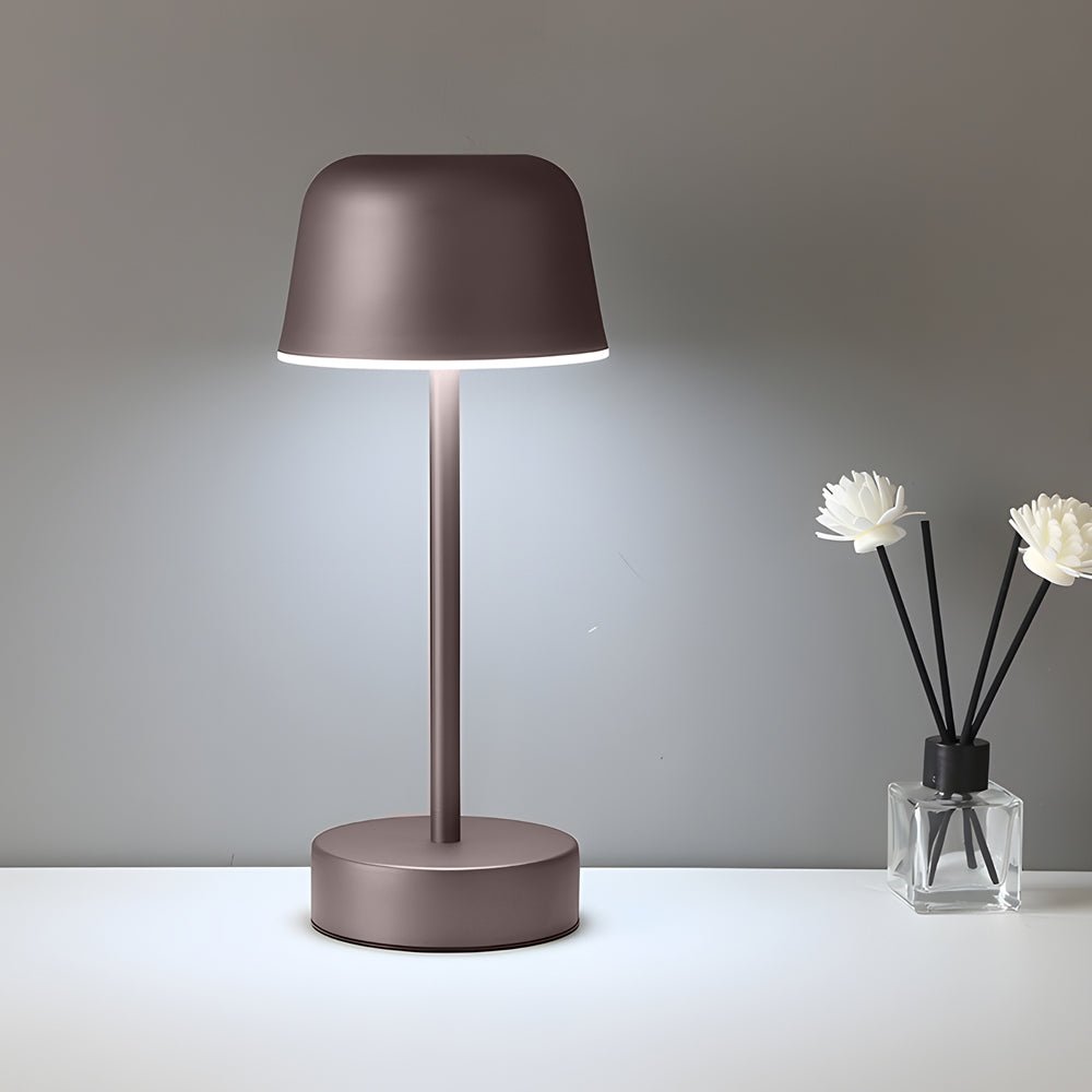 Tunable Metal Finish Table Lamp in Hat - style