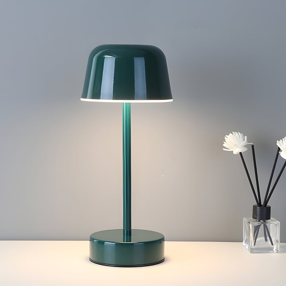 Tunable Metal Finish Table Lamp in Hat - style