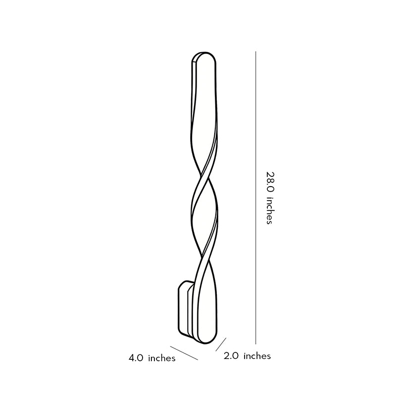 Twisted LED wall lights with a black and white finish, enhancing a modern interior.