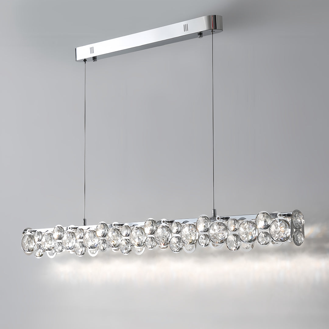 Two size options for the modern silver pendant light, showing 38.4-inch and 47.2-inch length measurements.