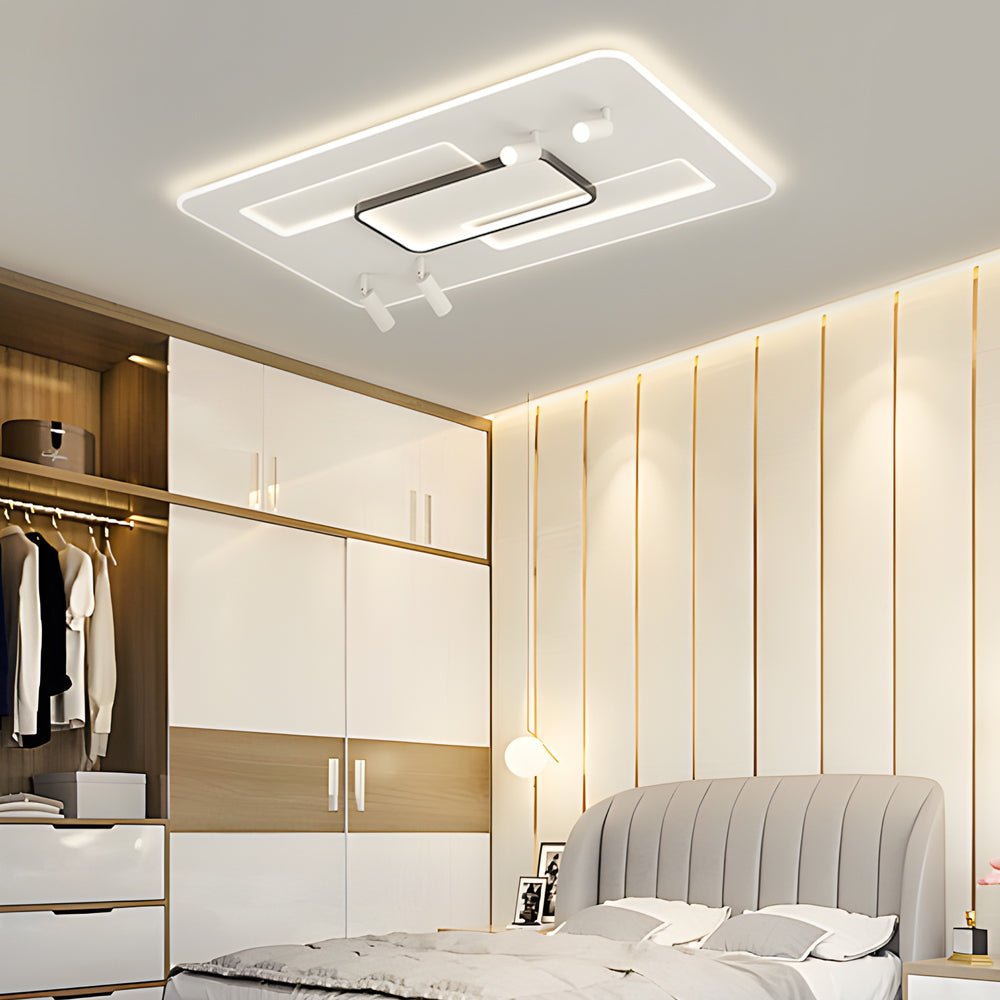 Ultra - Thin Rectangular 3 Step Dimming Modern Ceiling Lights with Spotlights