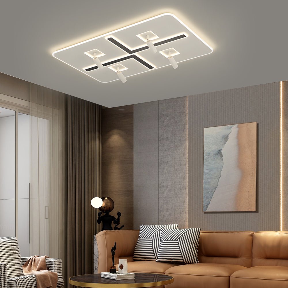 Ultra - Thin Rectangular 3 Step Dimming Modern Ceiling Lights with Spotlights