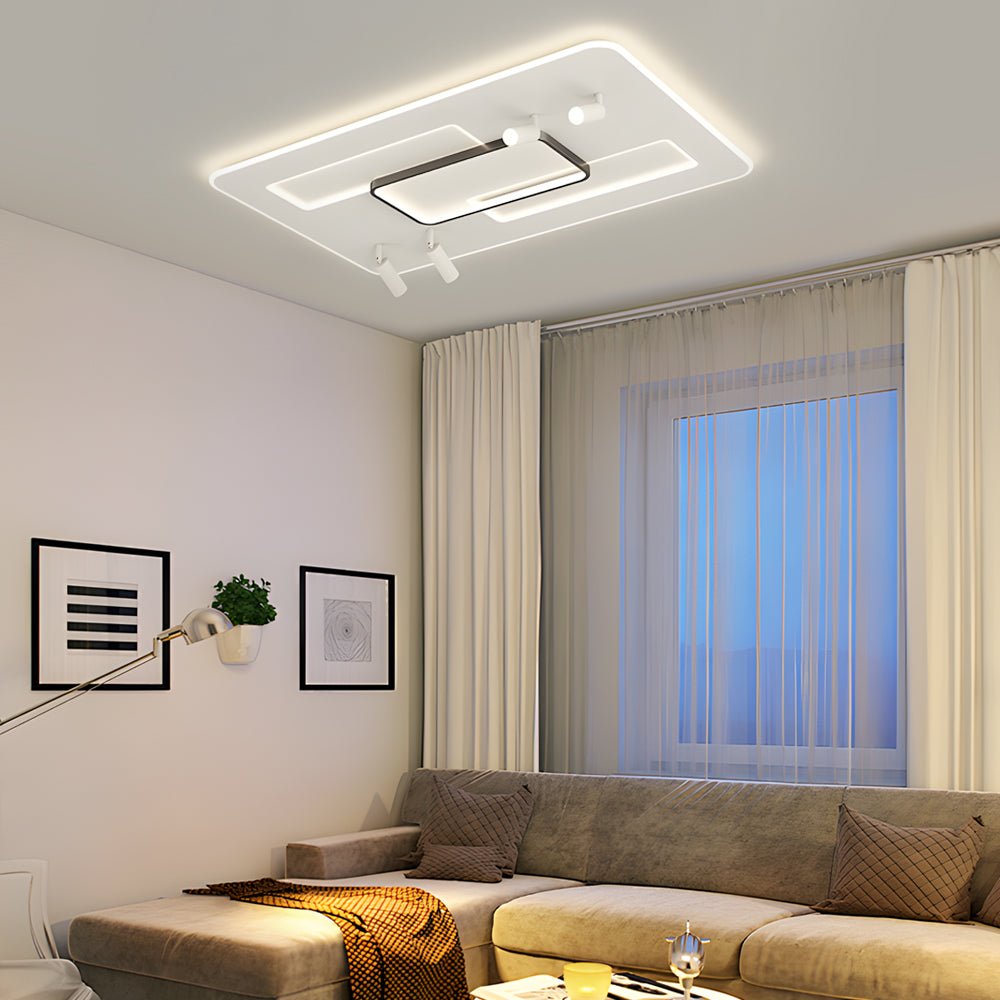 Ultra - Thin Rectangular 3 Step Dimming Modern Ceiling Lights with Spotlights