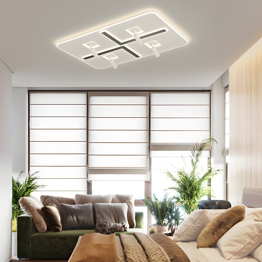 Ultra - Thin Rectangular 3 Step Dimming Modern Ceiling Lights with Spotlights