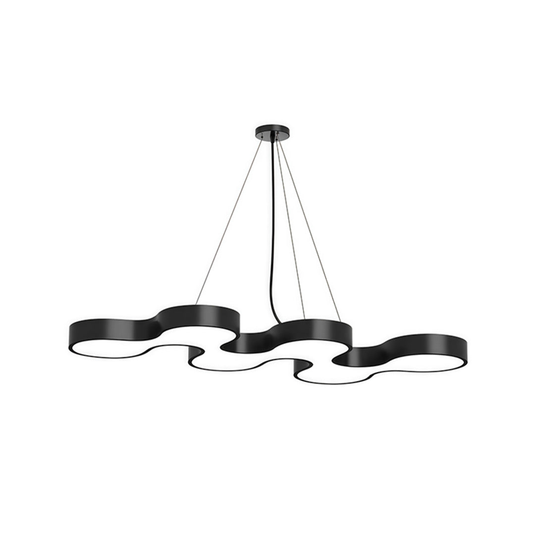 Unique modern chandelier in black, front view of the artistic design.
