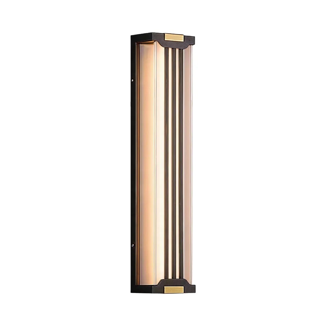 Up and down light wall sconce product image showing a tall vertical black fixture with warm integrated lighting.