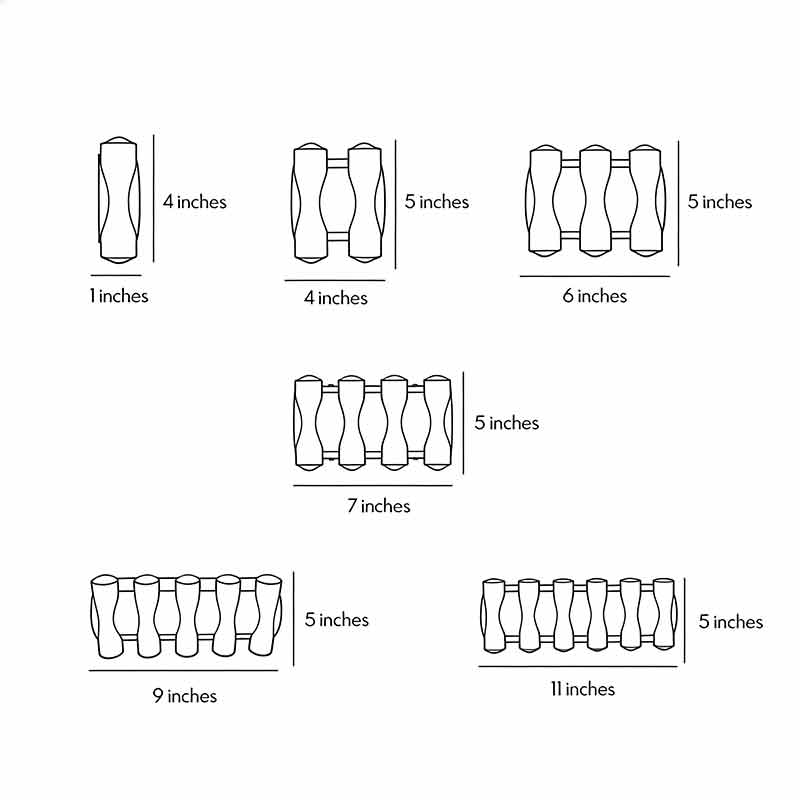 Technical diagram showing dimensions and structure of up and down light wall sconce models.