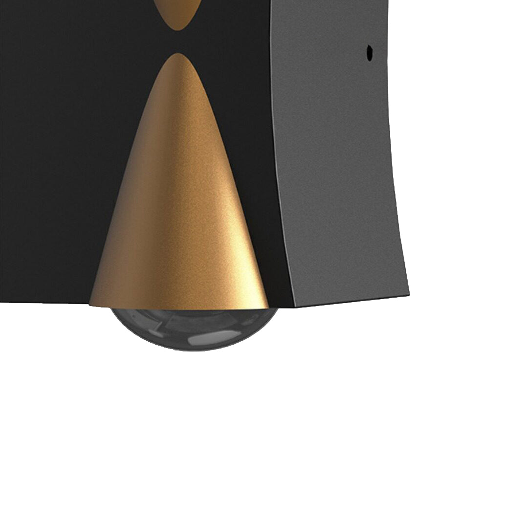 Up down lighting wall lights with a modern design, enhancing a stone wall exterior.
