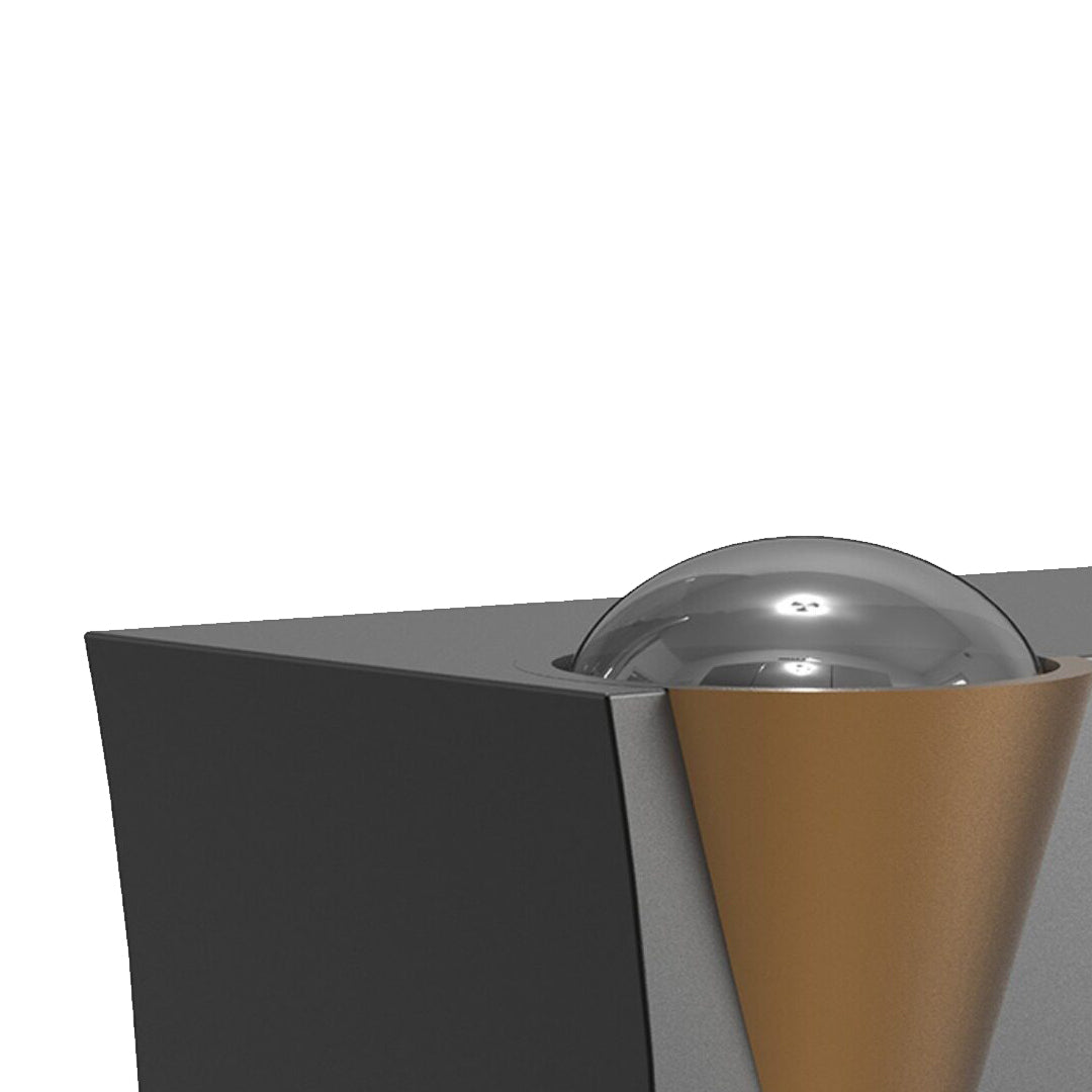 Up down lighting wall lights with a sleek design, mounted on a gray wall.