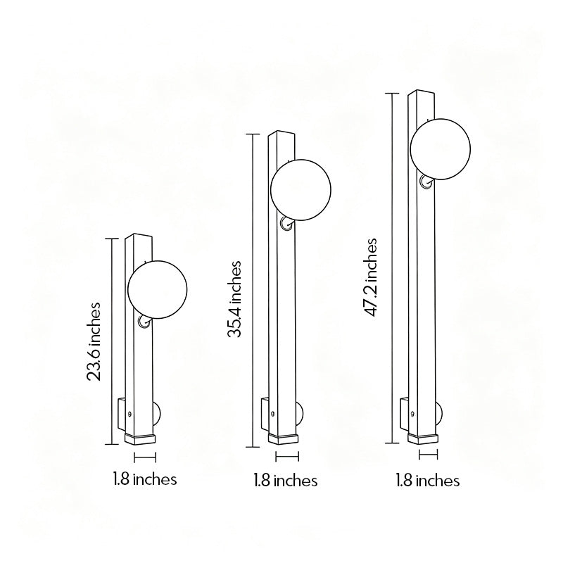 Up down lighting wall sconce dimension drawing showing multiple fixture heights and overall width.