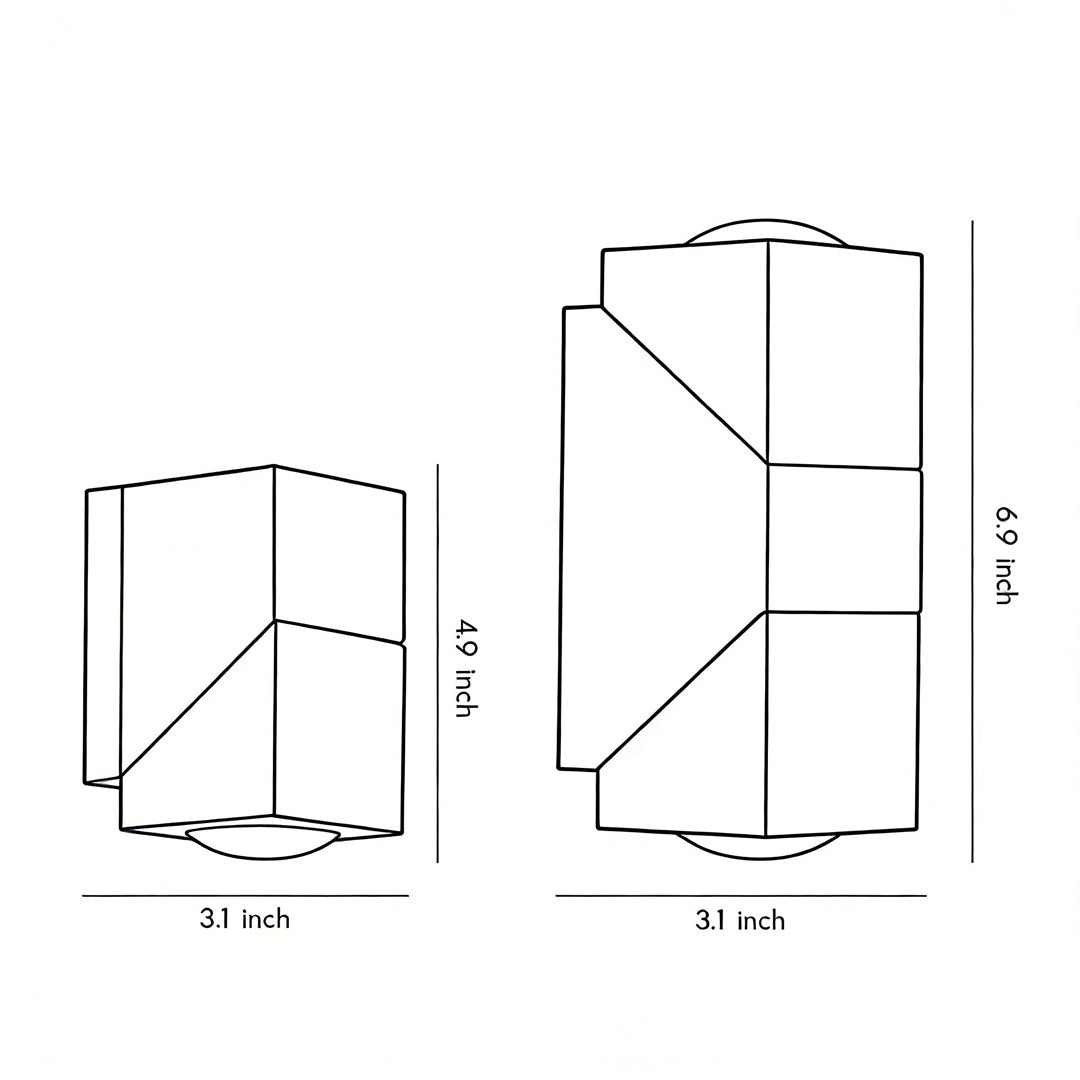 Up down sconce outdoor technical drawing with dimensions 5.1 x 3.1 inches for precise installation planning.