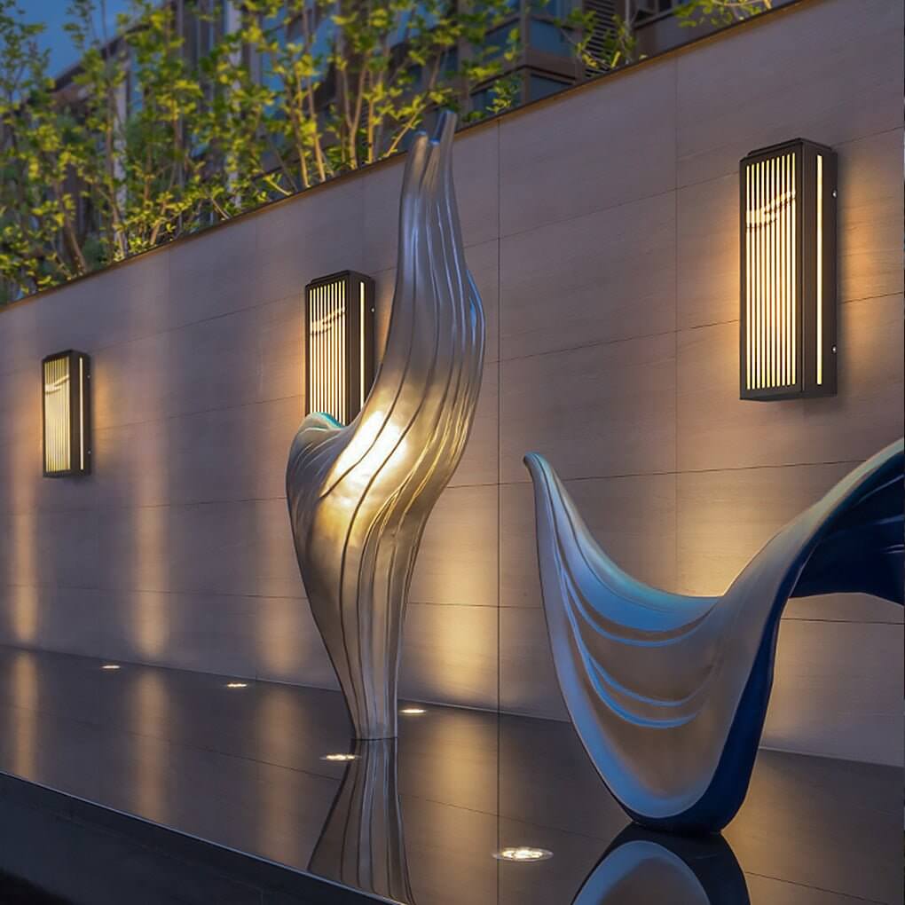 Enhance security and style with grille wall light gate unique strip design outdoor wall lamp, durable and weather-resistant.