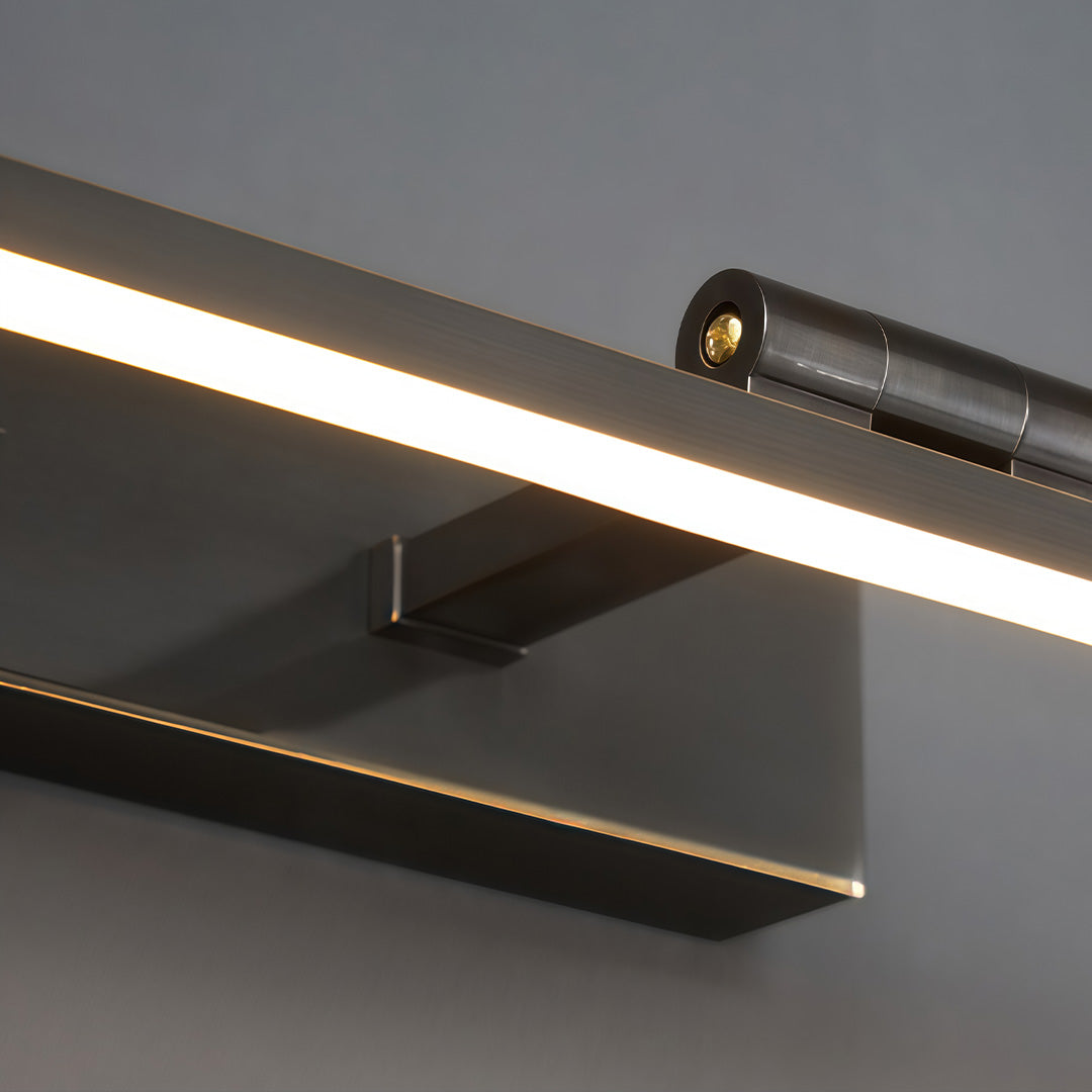 Side view of slim-profile vanity LED lights for mirror with integrated diffuser, designed for glare-free and even bathroom lighting.