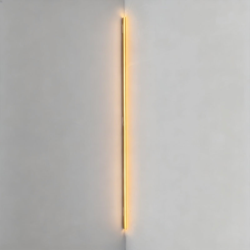 Vertical corner installation of warm yellow led strip lights waterproof.