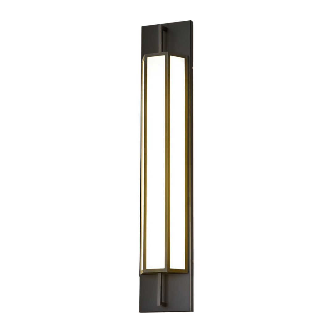 Contemporary vertical Large Outdoor Wall Light fixture isolated on white background with integrated LED illumination.