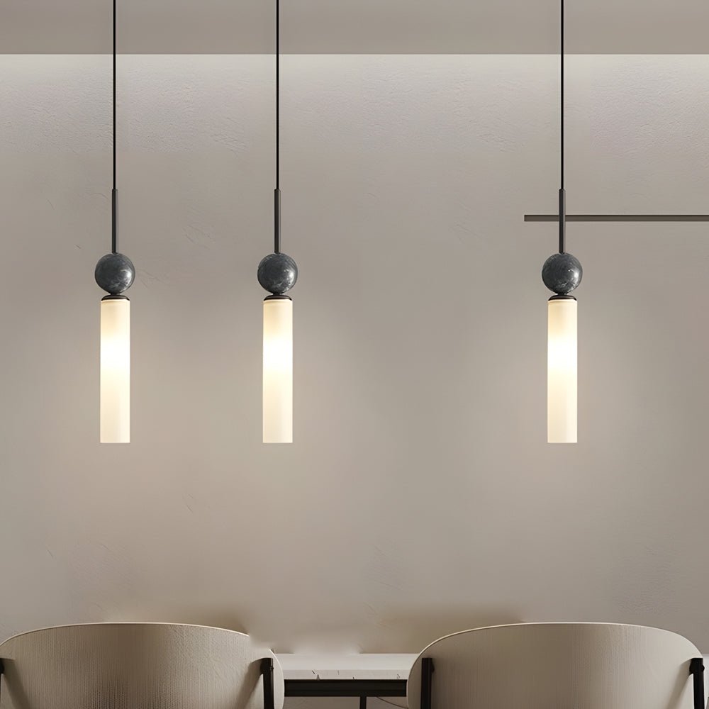 Vertical Marble Cylinder 1-Light Pendant Light - Modern Hanging Lamp ...