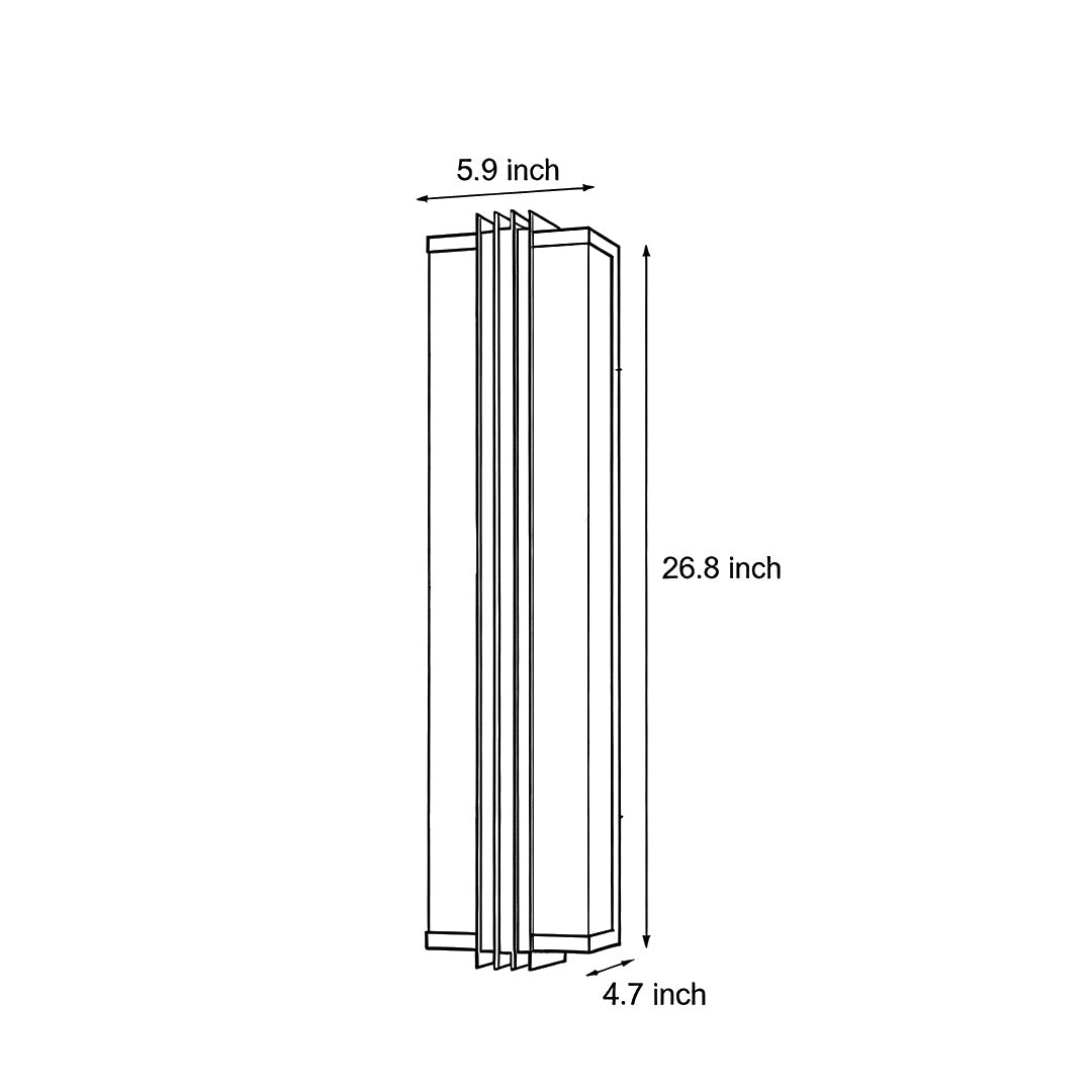 Vertical wall light size dimensions diagram showing height and width measurements.