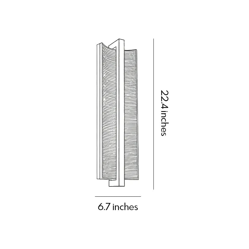 Vertical wall sconce size diagram showing 22 point 4 inch height and 6 point 7 inch width