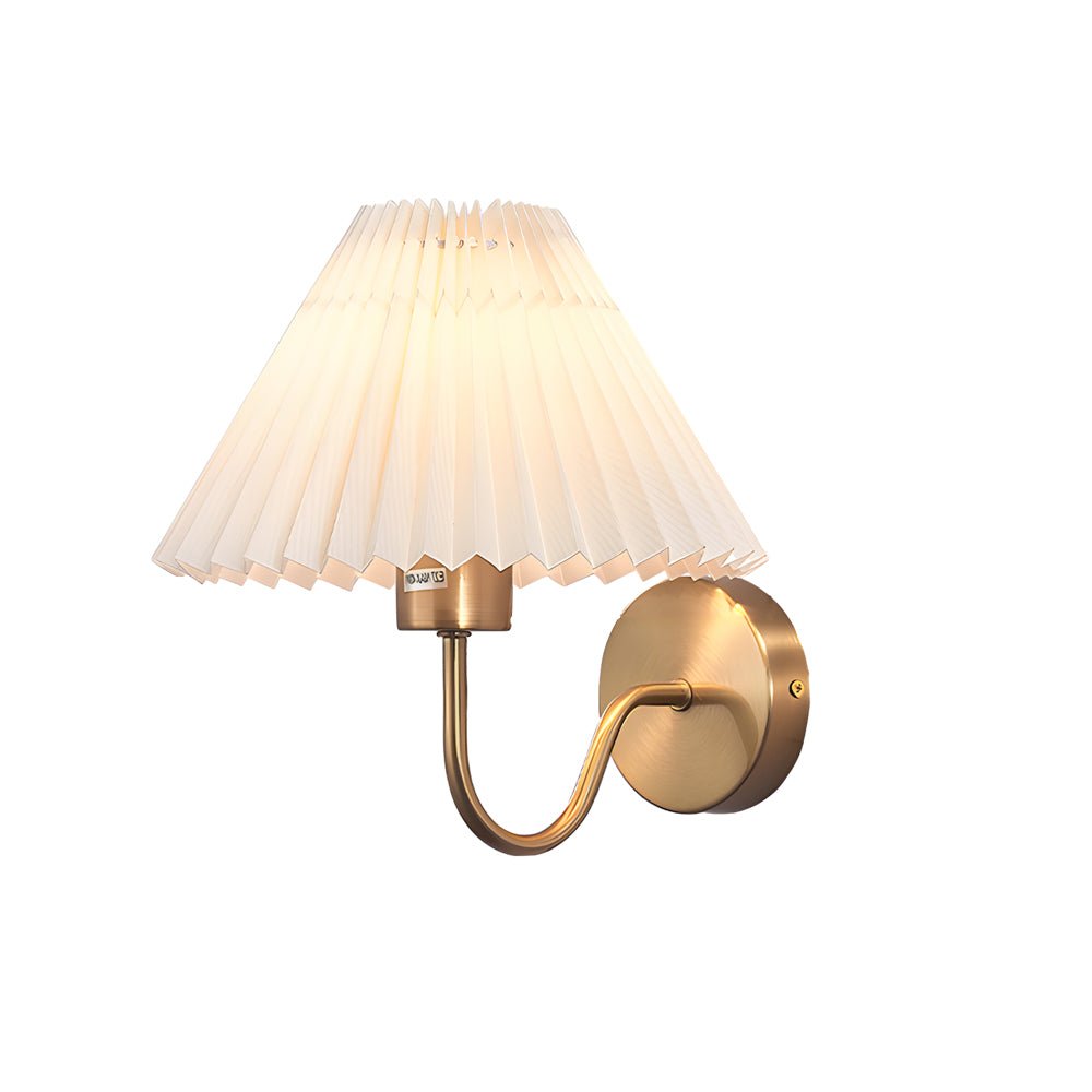 Vintage 1 - Light Dimmable Metallic Armed Sconce with Pleated Fabric Shade